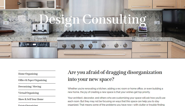 screenshot of Altogether Organized design consulting page