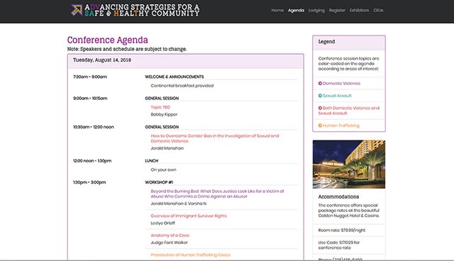 screenshot of 2018 Advancing Strategies Conference agenda section