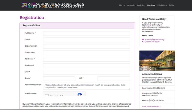 screenshot of 2018 Advancing Strategies Conference registration form