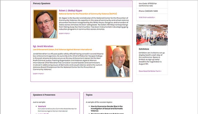 screenshot of 2018 Advancing Strategies Conference home page middle section