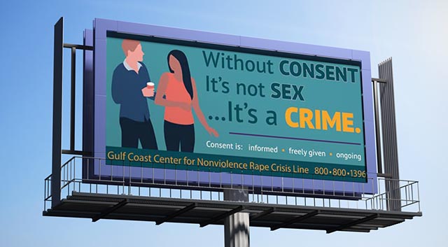 GCCFN sexual assault prevention month billboard