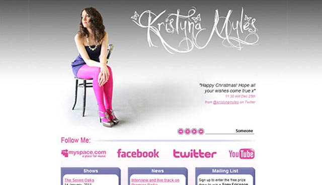 screenshot of Krystina Myles home page