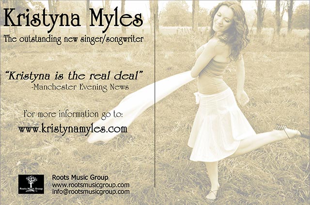 back of promotional postcard mailer for Krystina Myles LP One of a Kind