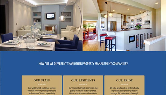 screenshot of Meltzer Real Estate home page middle section showing two rooms side by side
