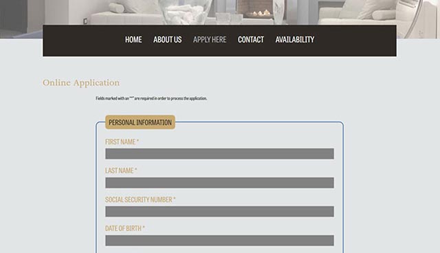 screenshot of Meltzer Real Estate application form