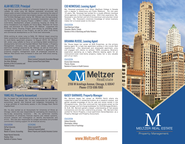 Meltzer Real Estate trifold brochure front